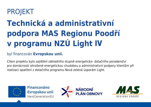 Technická a administrativní podpora MAS Regionu Poodří v programu NZÚ Light IV